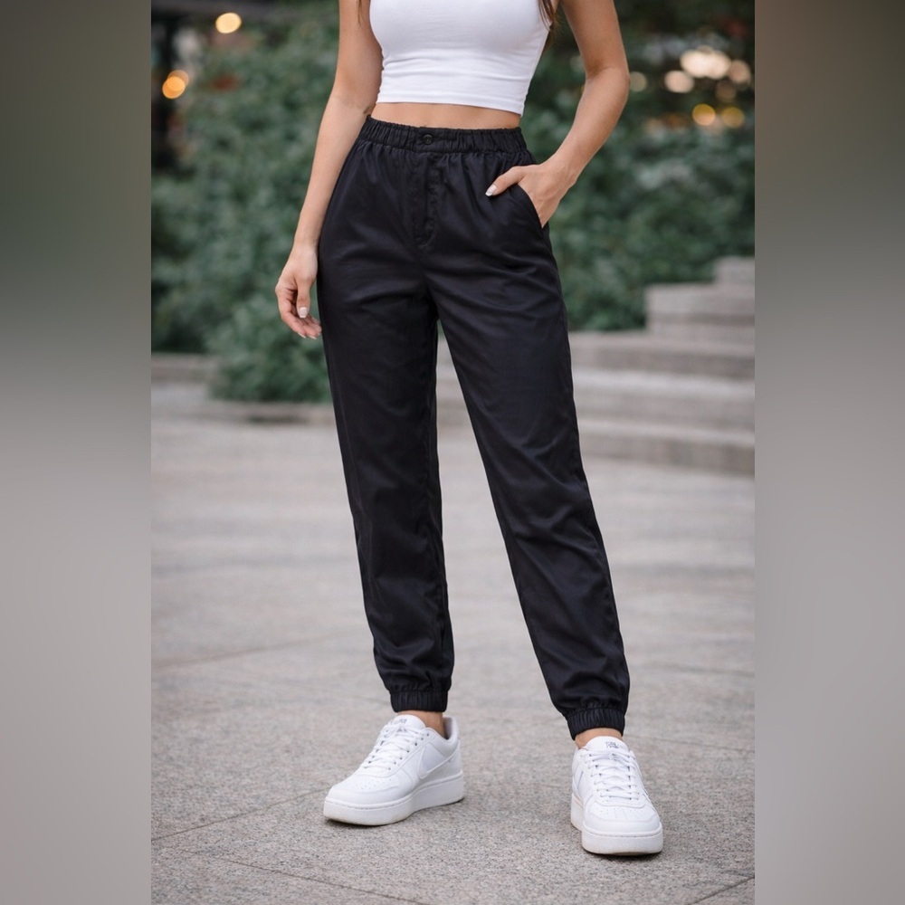 AG Adriano Goldschmied Women’s Black Tapered Jogger Pants XS Elastic Waist
